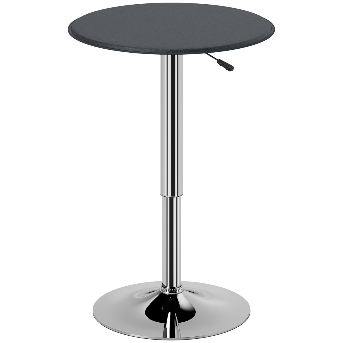 HOMCOM Height Adjustable Round Bar Table with 360° Swivel Top and Chrome Steel Frame – Kitchen & Dining, Black