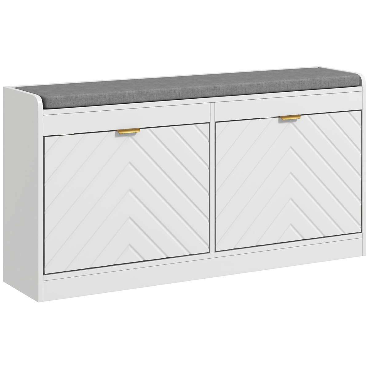 HOMCOM white shoe bench with flip drawers