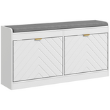 HOMCOM white shoe bench with flip drawers