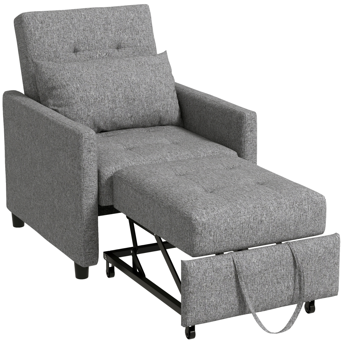 HOMCOM grey tufted convertible chair bed
