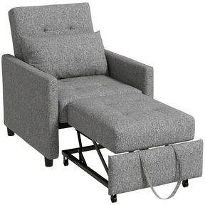 HOMCOM grey tufted convertible chair bed