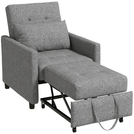 HOMCOM grey tufted convertible chair bed
