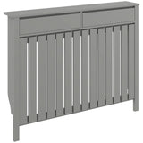 HOMCOM Modern Radiator Cover with Top Drawers and Vertical Slats, 93 x 119cm – Slimline Heater Cabinet, Grey