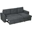 HOMCOM dark grey 3 seater sofa bed with storage