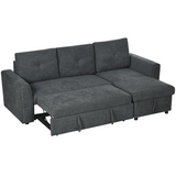 HOMCOM dark grey 3 seater sofa bed with storage