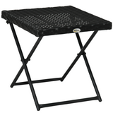 Outsunny Folding Square Rattan Coffee Table with Steel Frame – Outdoor Bistro and Balcony Table, Black