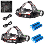 2-Pack USB-C Rechargeable LED Headlamps with Zoomable Beam – Hands-Free Camping & Work Light