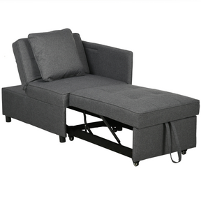 HOMCOM grey folding sofa bed chair
