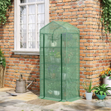 4-Tier Mini Greenhouse with Zipped Roll-up Door – Steel Frame Plant Grow House, 70 x 50 x 160cm, Dark Green
