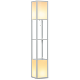 HOMCOM Shelf Floor Lamp with Dual Light, for Living Room, Bedroom, Black