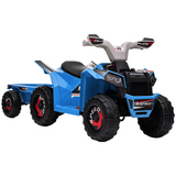 HOMCOM 6V Kids Electric Quad Bike with Back Trailer – Ride-On ATV for 18-36 Months, Pedal Drive, Blue