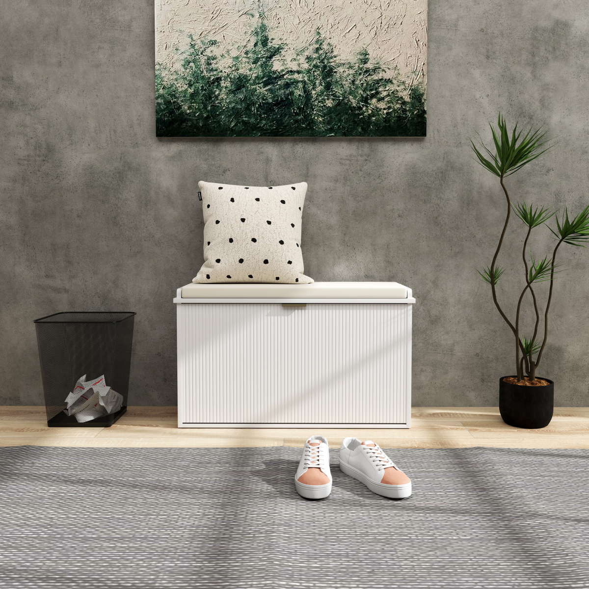 Hallway shoe storage bench cabinet