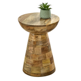 Indian Hub Surrey Solid Mango Wood Round Side Table – Handmade Mushroom Style, Fully Assembled