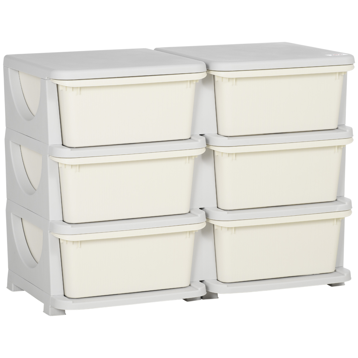 HOMCOM Kids Storage Unit with Six Drawers – Vertical Toy Box Dresser for Bedroom & Playroom, Cream