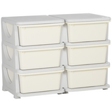 HOMCOM Kids Storage Unit with Six Drawers – Vertical Toy Box Dresser for Bedroom & Playroom, Cream