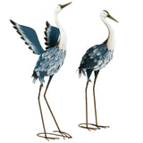 Outsunny Metal Heron Garden Statues with Stakes – Blue & White