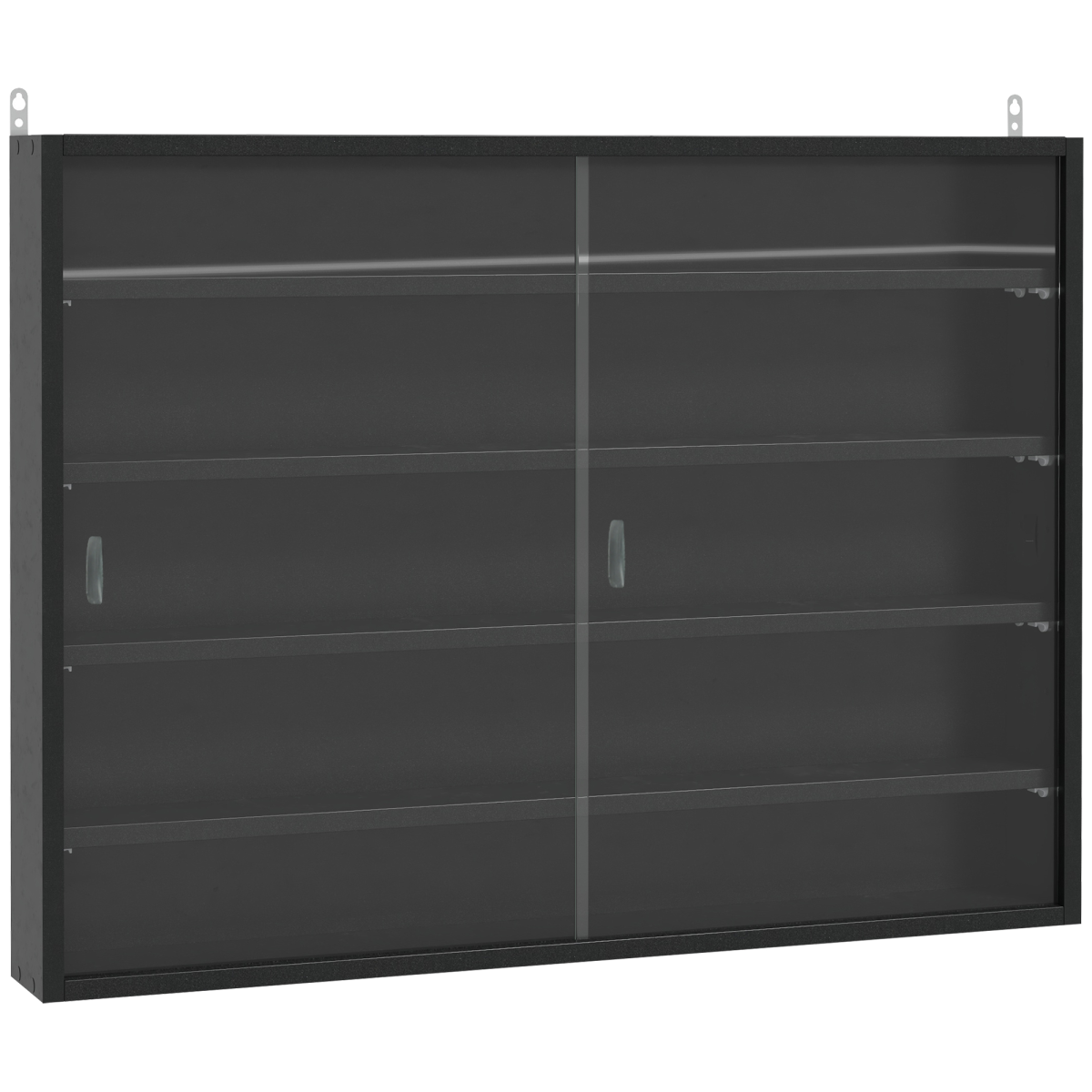 Black glass door display cabinet