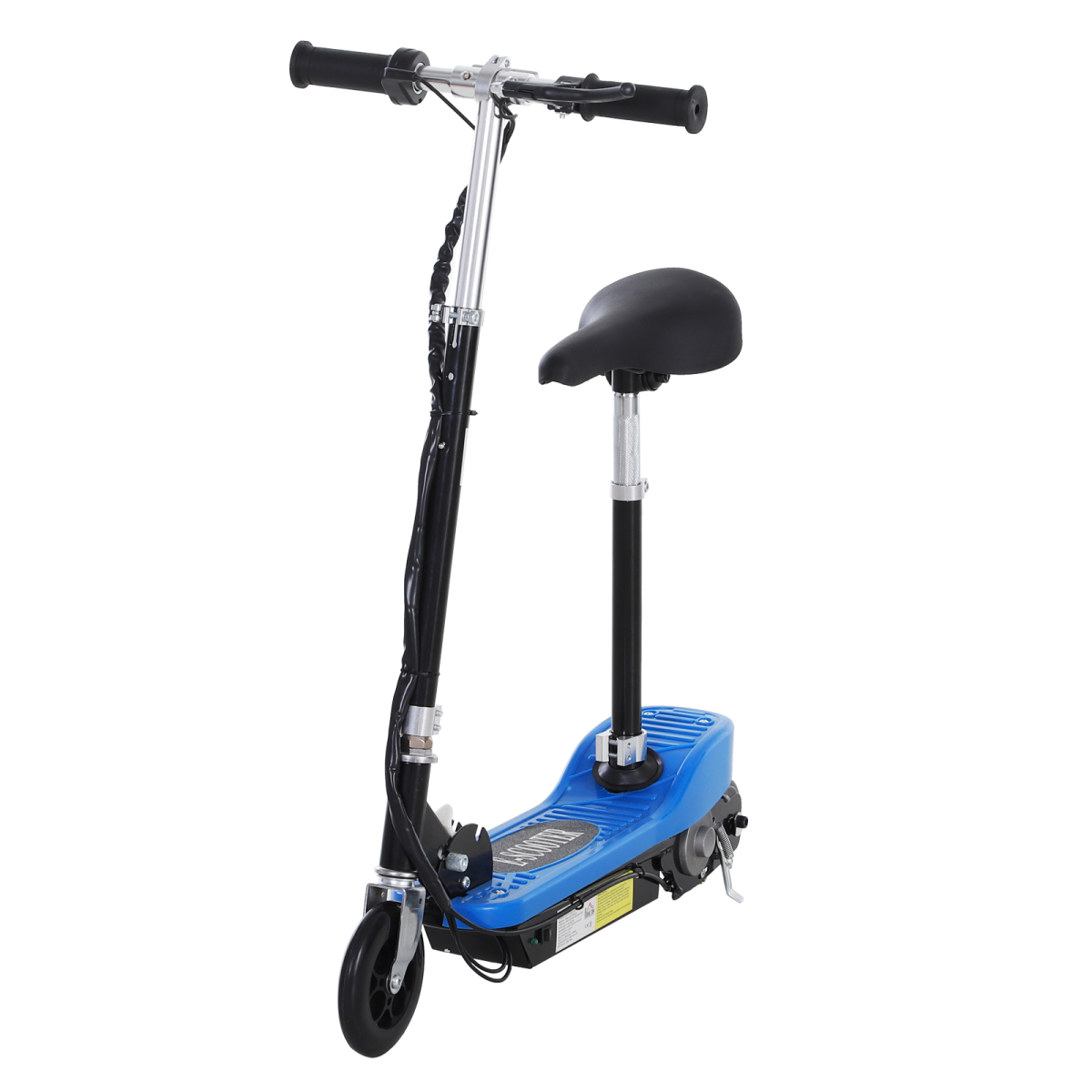 HOMCOM Kids Foldable Electric Scooter 120W with Adjustable Seat & Hand Brake – For Ages 7-12, Blue