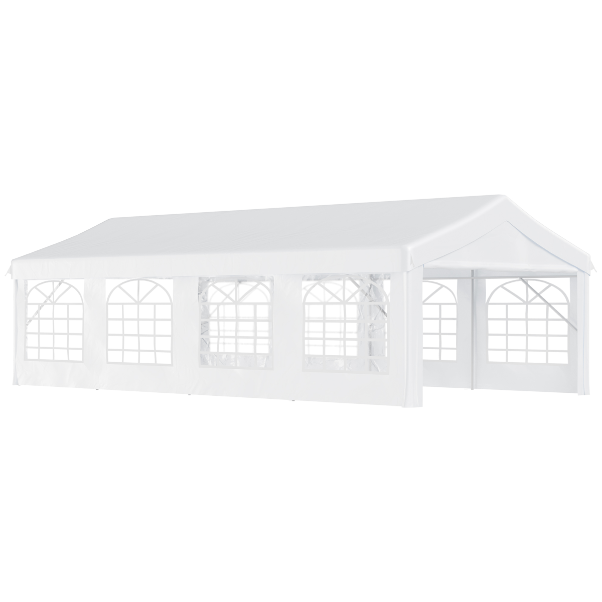 Outsunny 8m Garden Gazebo Marquee with Eight Windows & Removable Walls – Party Canopy Carport Shelter, White