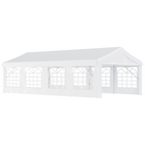 Outsunny 8m Garden Gazebo Marquee with Eight Windows & Removable Walls – Party Canopy Carport Shelter, White