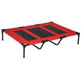 Pawhut Elevated Dog Bed with Raised Breathable Fabric Base – Portable Indoor and Outdoor Pet Cot, Red