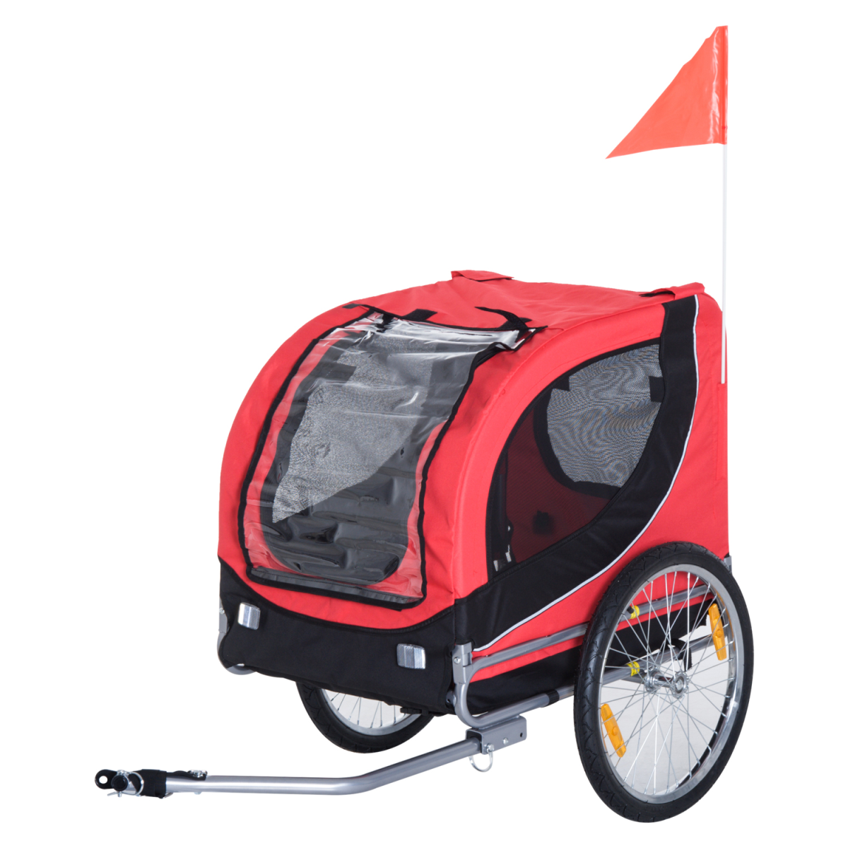 Pawhut Dog Bike Trailer with Reflectors, Flag & Safety Anchor – Pet Carrier for Small and Medium Dogs
