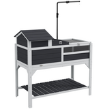 PawHut Two-Level Tortoise House with Adjustable Lamp Holder, Openable Lid and Storage Shelf, Grey