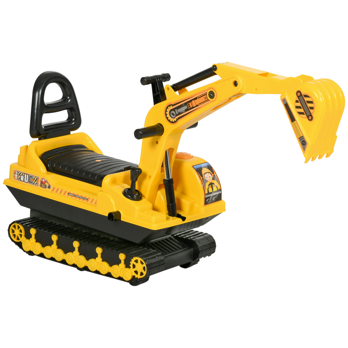 HOMCOM Kids Ride-On Excavator Toy with Rotating Body & Storage Box – 2-in-1 Toddler Walker Digger