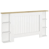 HOMCOM Radiator Cover with Open Storage Shelves and Vertical Slats – Heater Cabinet for Living Room & Hallway, White