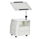 White rotating end table with storage