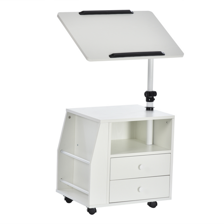 White rotating end table with storage