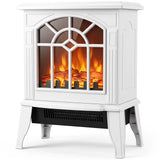 HOMCOM Freestanding Electric Fireplace with 3D LED Flame, 1000W/2000W Log Burner and Dual Safety, White