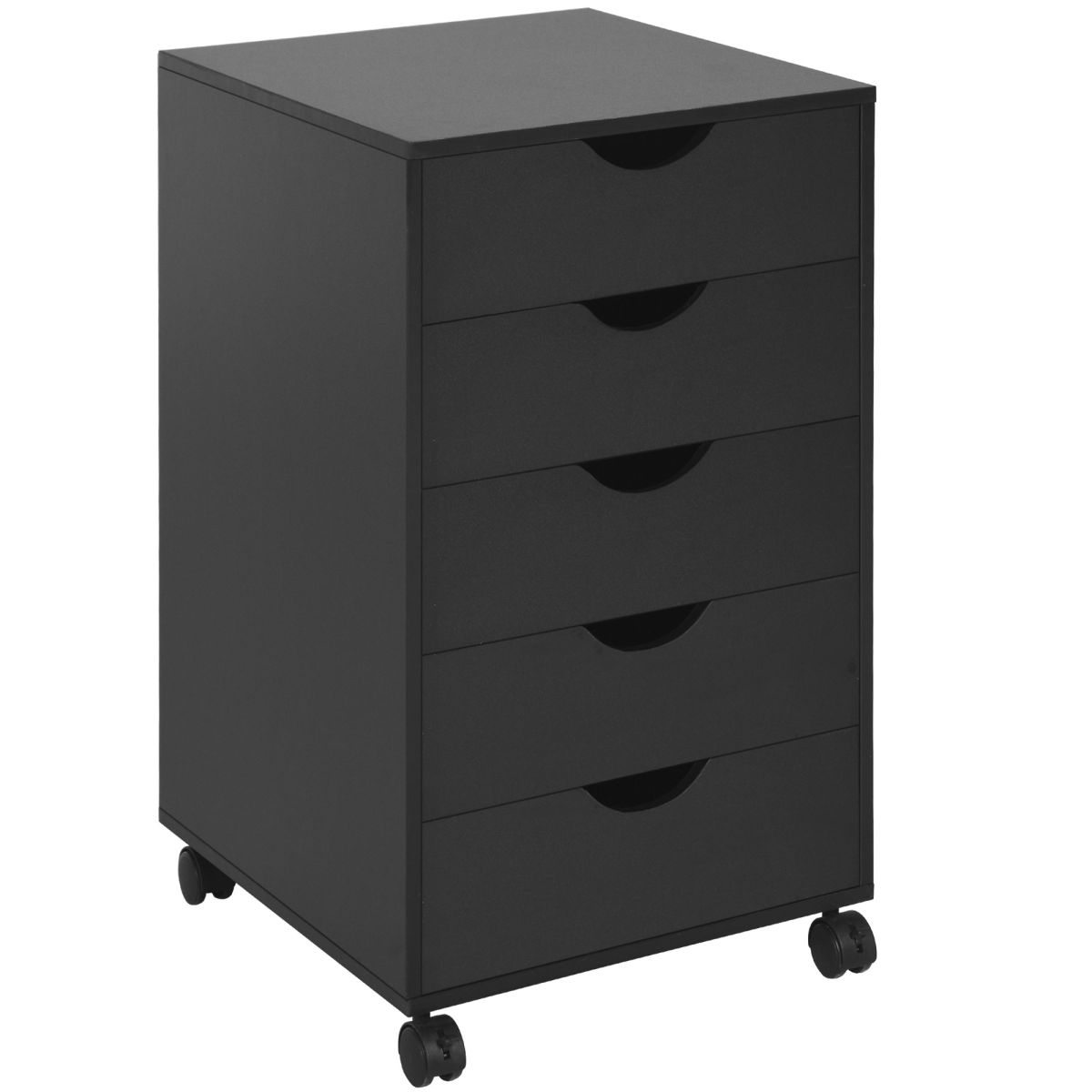 HOMCOM Mobile Vertical Filing Cabinet with 5 Drawers and Wheels – Home Office Storage, Black