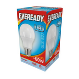 Eveready GLS BC 60W Equivalent LED Bulbs, Warm White – Pack of 5 Bayonet Cap Light Bulbs