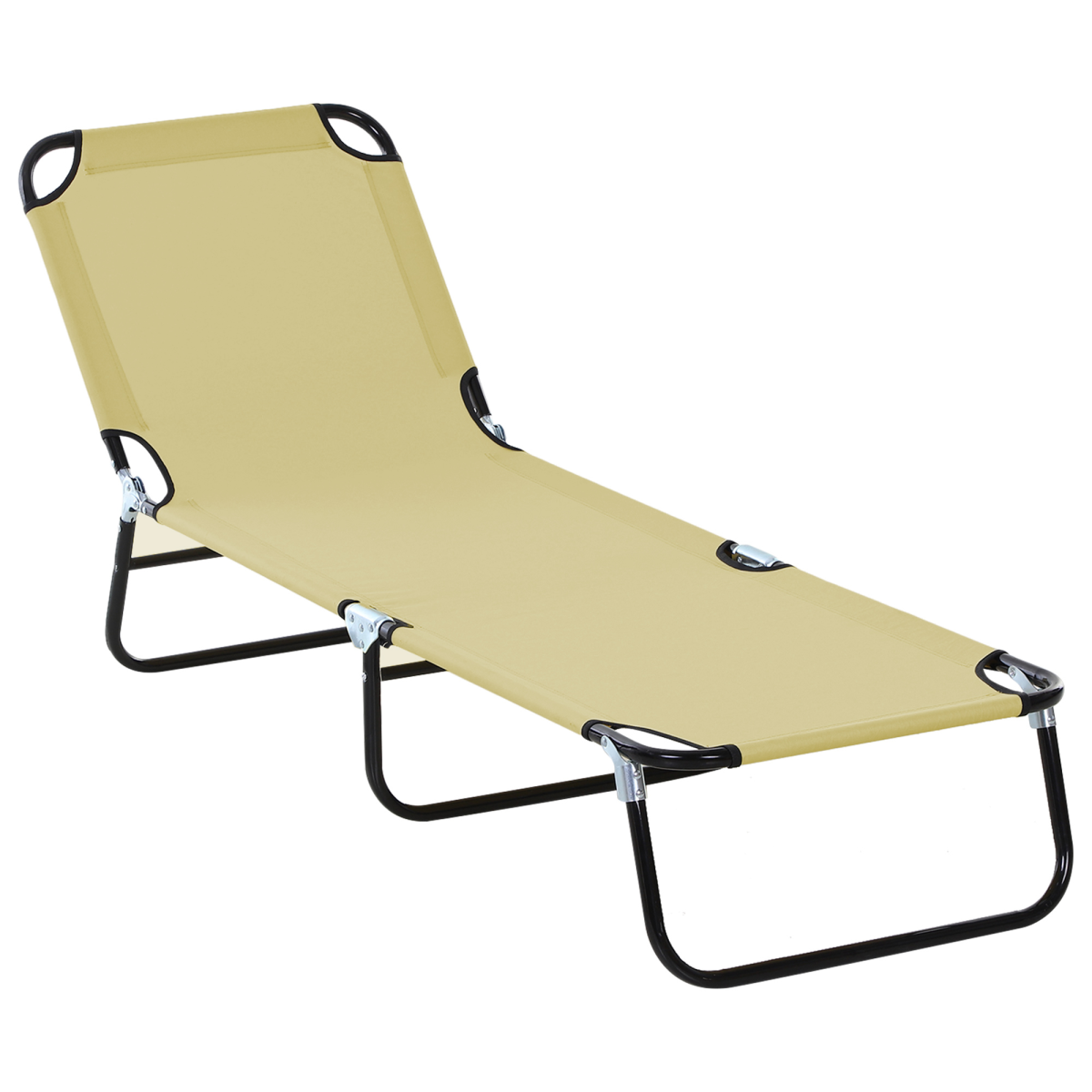 Outsunny Reclining Lounge Chair with 3-Level Adjustable Backrest – Camping, Hiking and Beach Chair, Beige