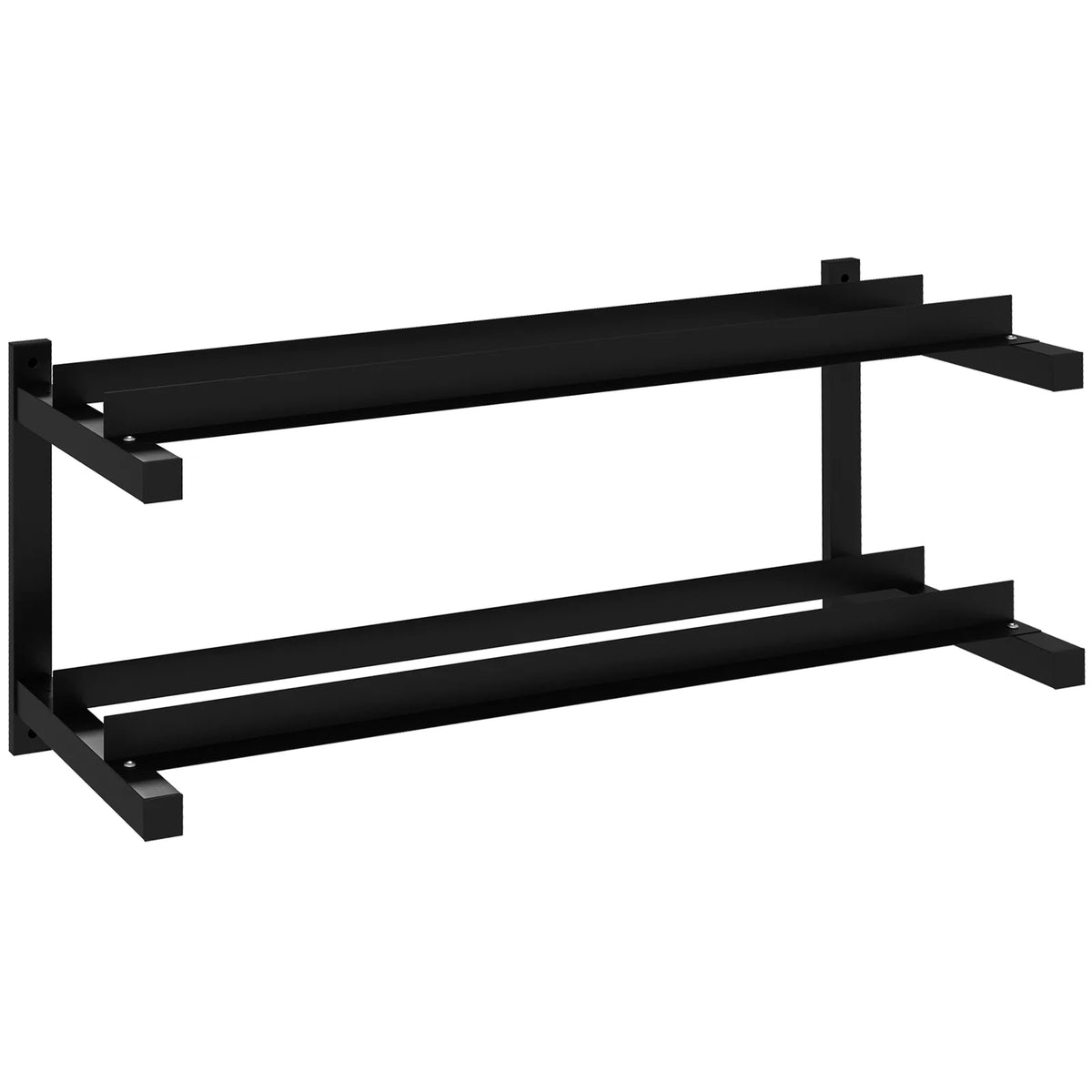 SPORTNOW Wall-Mounted Dumbbell Rack, 2-Tier Steel Weight Stand, 70kg Capacity – Home Gym Storage, Black