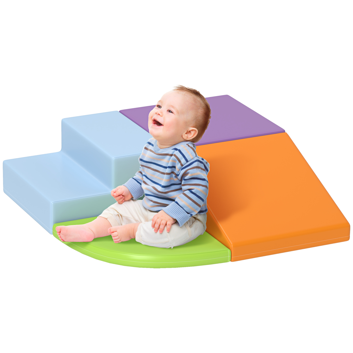 HOMCOM 4 Piece Soft Play Set with Reconfigurable Foam Blocks – Climb, Crawl and Slide Toys for Toddlers