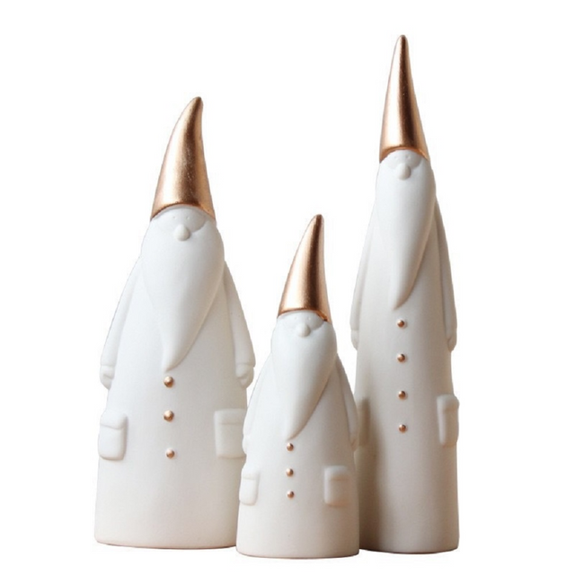 Set of 3 ceramic Santa Claus ornaments