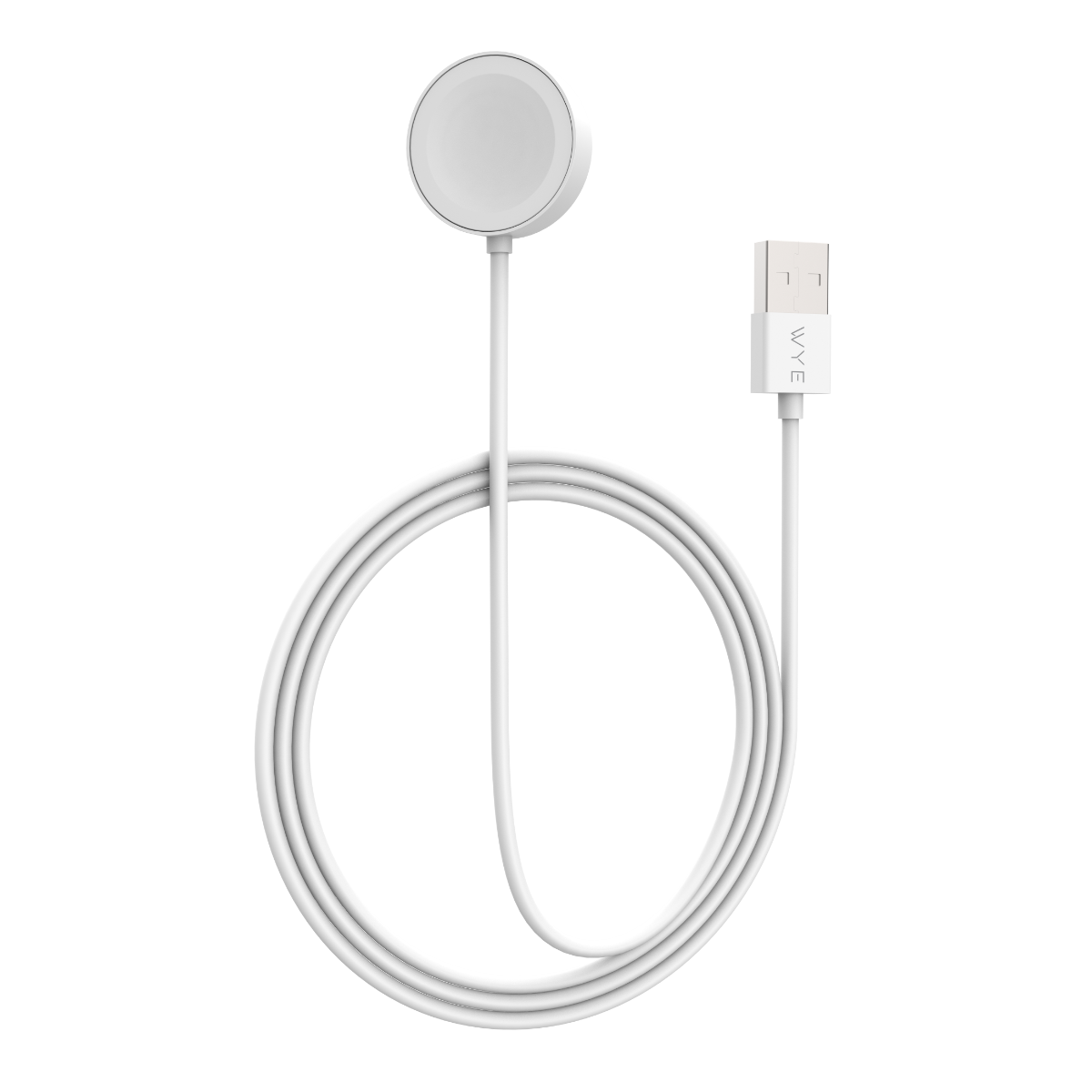 WYE USB-A Magnetic Wireless Charger for Apple Watch, 1.2m Cable – Plug-and-Play Travel Charging, White
