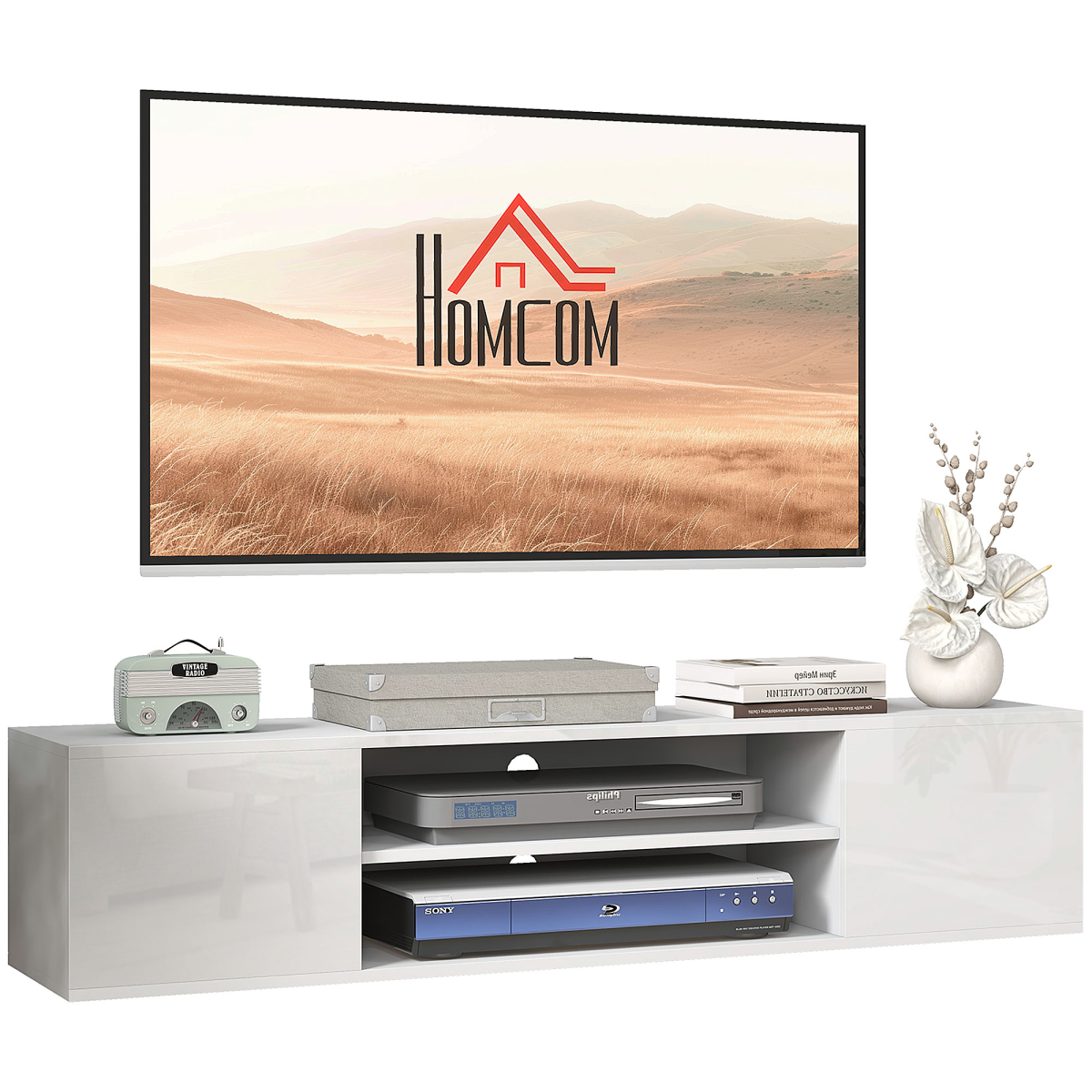 HOMCOM white floating TV unit