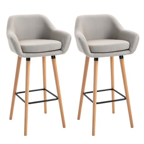 Beige fabric bucket seat bar stools
