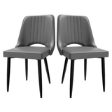 Faux leather dining chair with cut-out back
