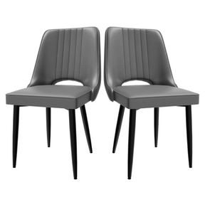 Faux leather dining chair with cut-out back
