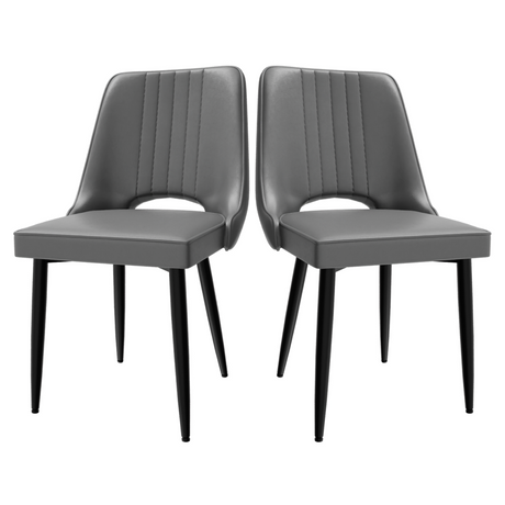 Faux leather dining chair with cut-out back