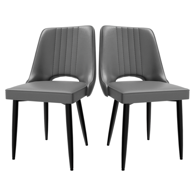 Faux leather dining chair with cut-out back