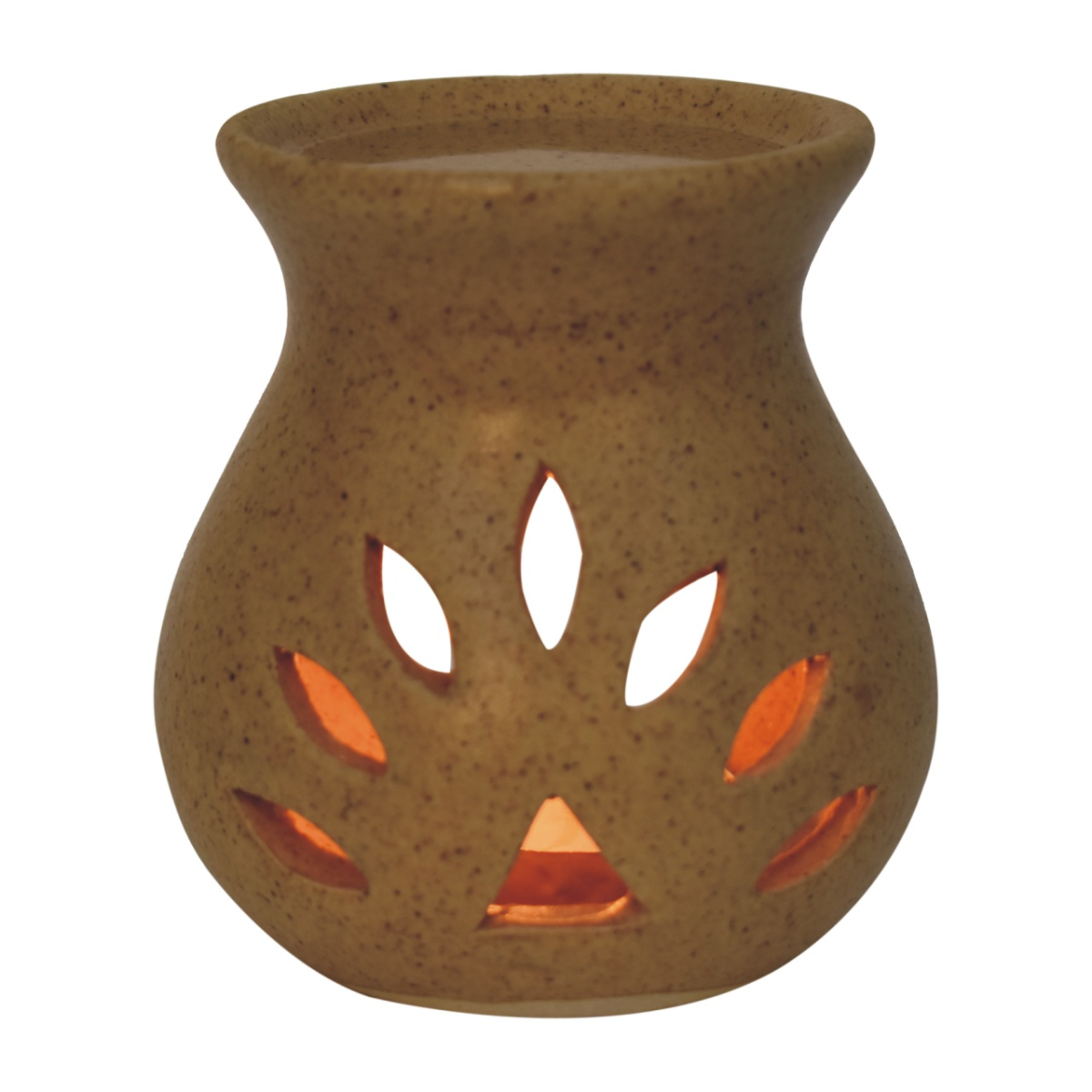 Artisan Furniture Beige Cutout Ceramic Oil Burner Set – Includes Jasmine, Cinnamon & Citronella Aroma Oils