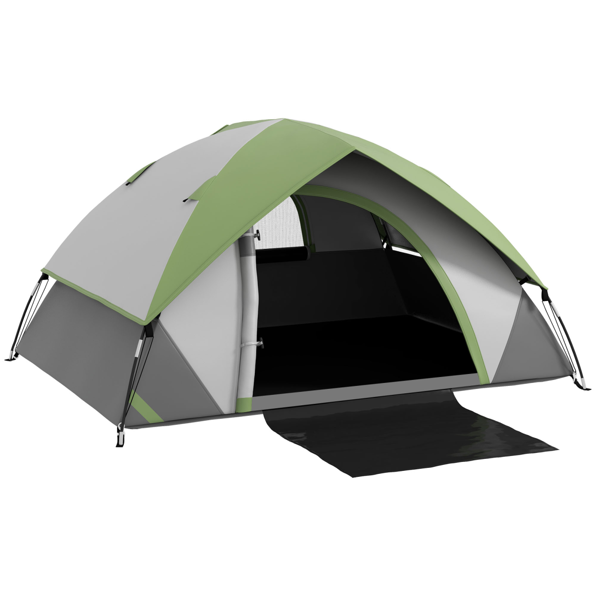 Outsunny 2 Man Camping Tent with Sewn-in Groundsheet, 3000mm Waterproof – One Room Tent with Carry Bag, Green