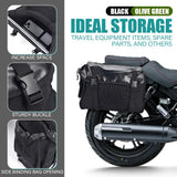 26L Motorcycle Saddle Bag with Two Side Pockets – Waterproof Canvas & PU Leather Panniers, Black