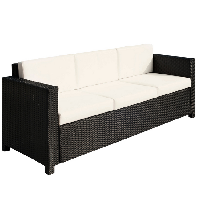 Outsunny black 3 seater rattan garden sofa