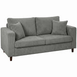 HOMCOM Corduroy 2-Seater Loveseat Sofa with Wide Seat, Spring Cushions and Rubberwood Legs, Light Grey